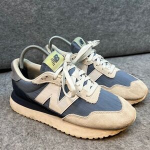 New Balance 237 Blue Beige Suede Casual Sneakers Running Shoes Womens 8.5